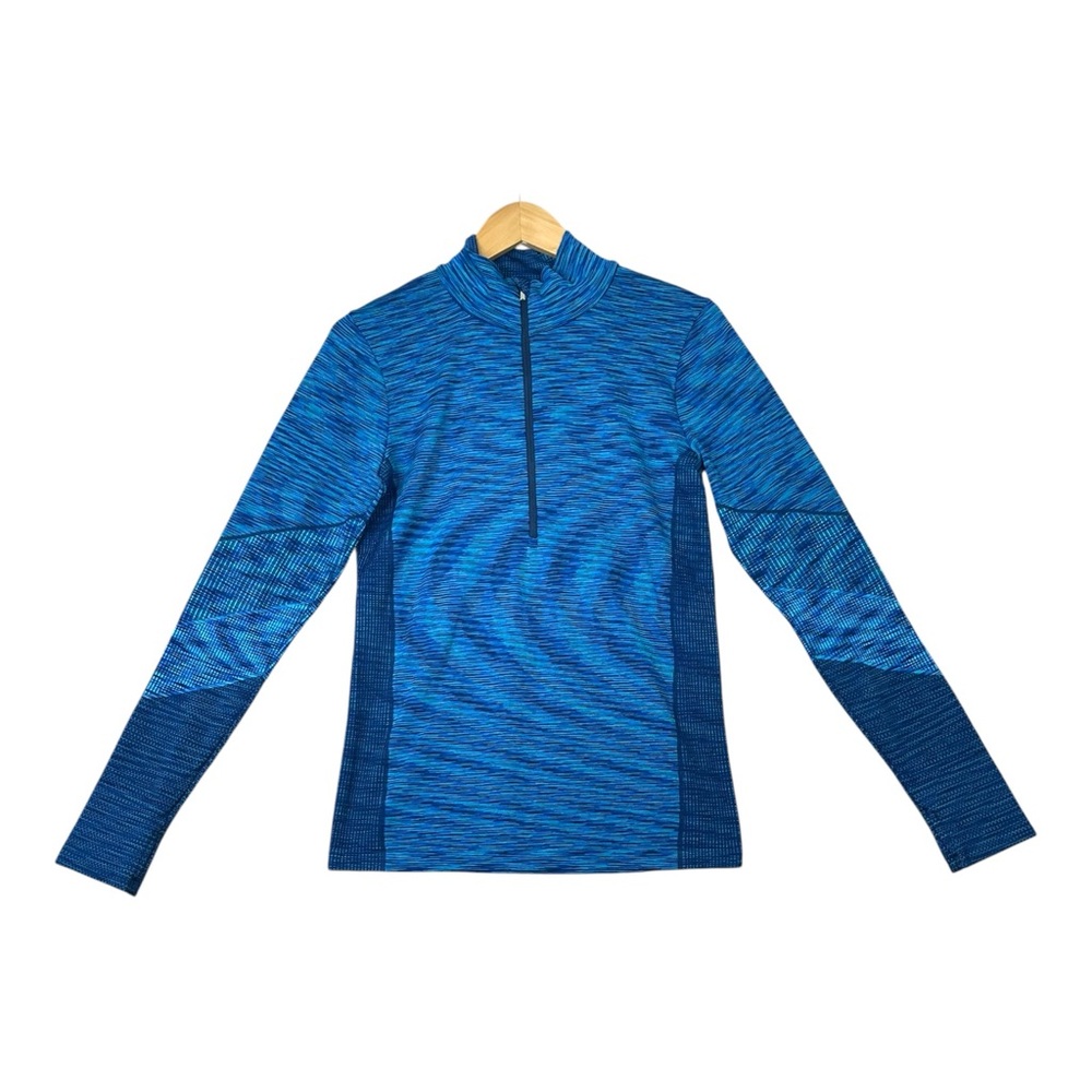 Athleta Affinity Space Dye Half Zip Pullover Women size XL Blue Athletic EUC